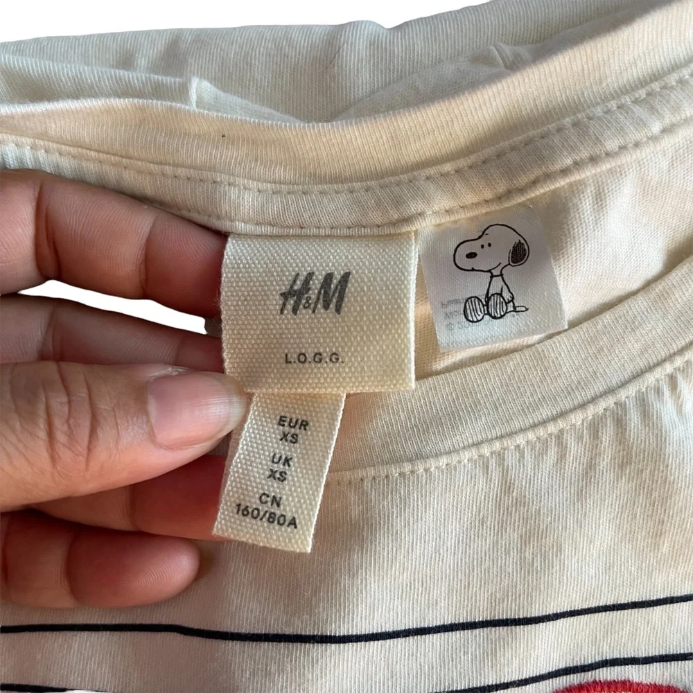 LOGG by H&M Snoopy in Heart Logo Cream T-shrit Size XS - Picture 4 of 7